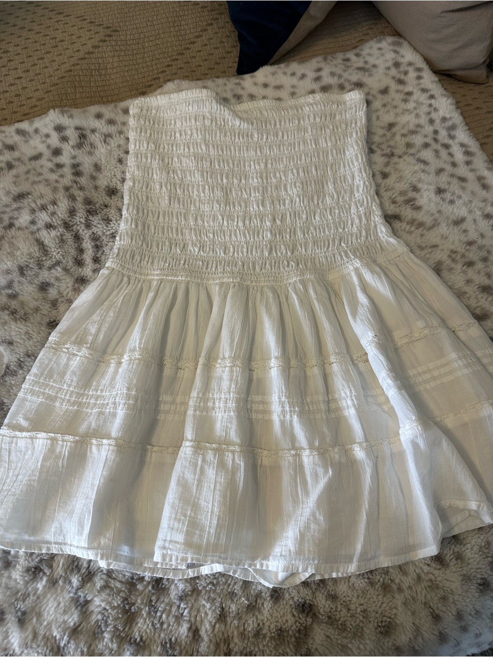 Hollister White Smocked Tiered Cotton Sundress